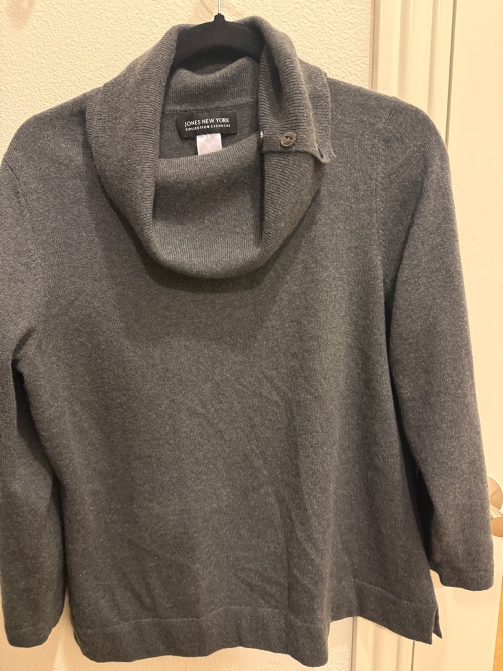 Jones New York Charcoal Gray Cowl Neck Sweater